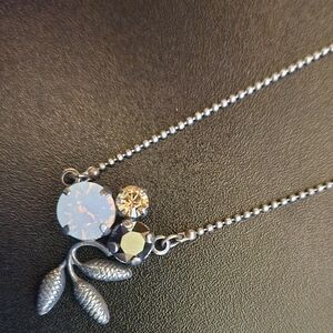 Sabika Silver and Gold Crystal Necklace